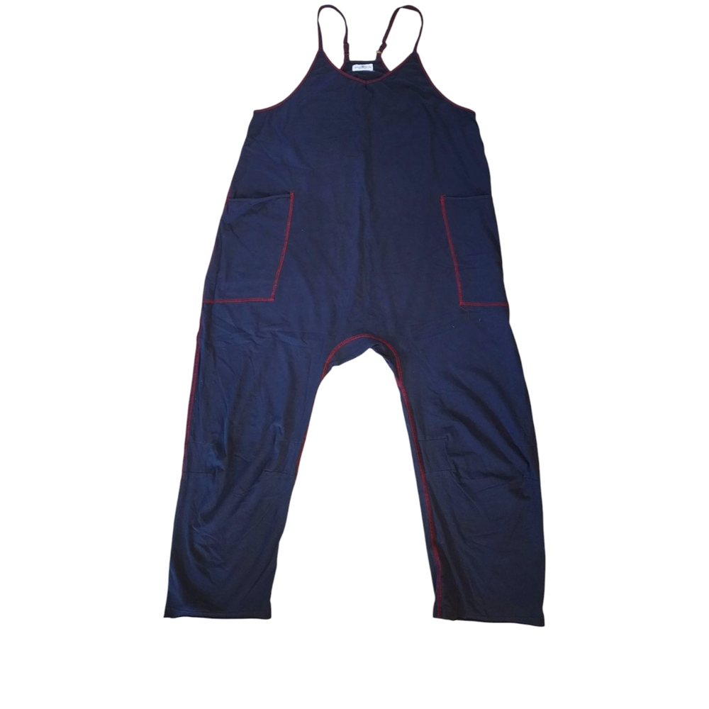 Navy Jumpsuit with Red Trim